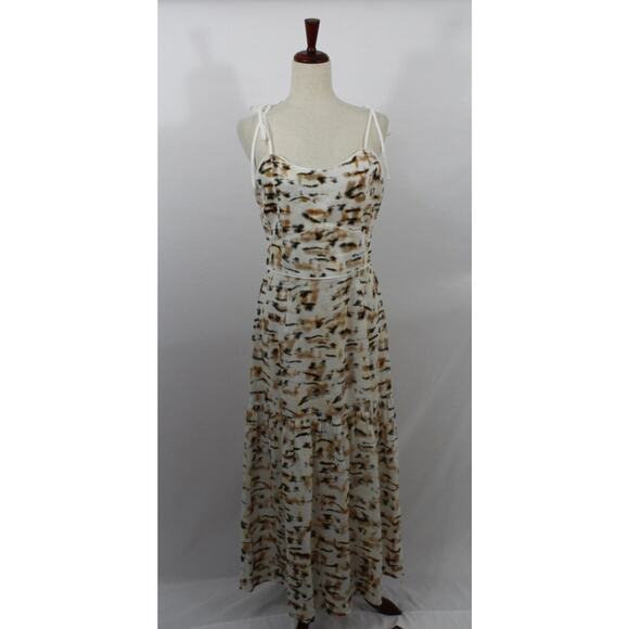 CHRISTY LYNN Sz M Medium Luisa Linen Sleeveless Tie Shoulder Dress Tiger Print - Picture 9 of 13